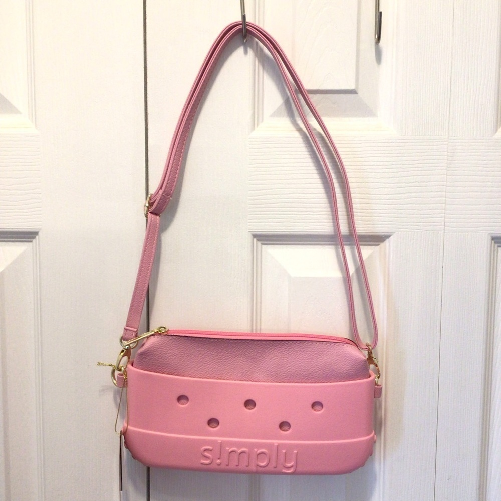 Simply Southern Flamingo Pink Logo Rubber Crossbody Wristlet Bag Purse